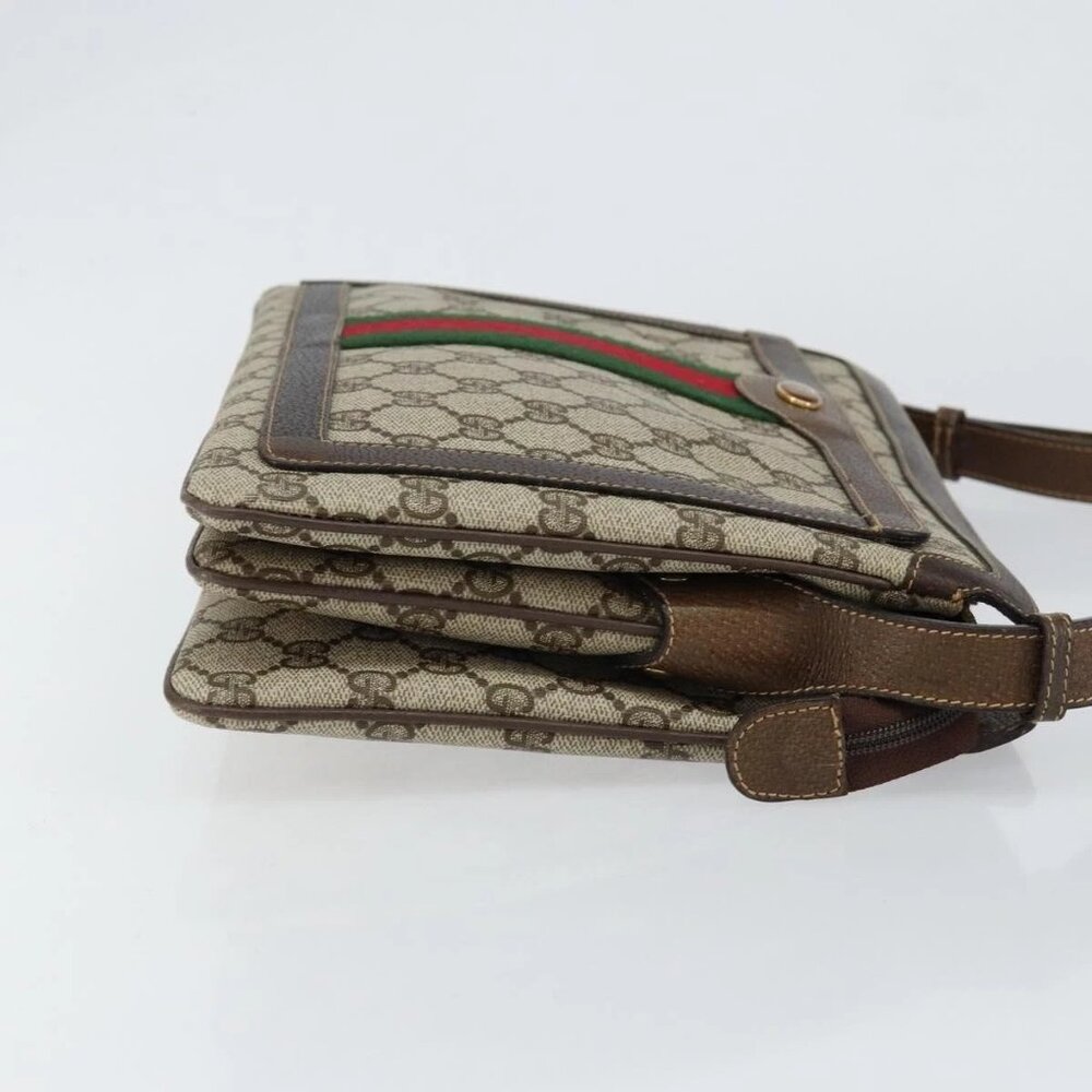 GUCCI GG Supreme Web Sherry Line Bag PVC Beige Gold 14 01 4085 Auth 151002 - Picture 3 of 16